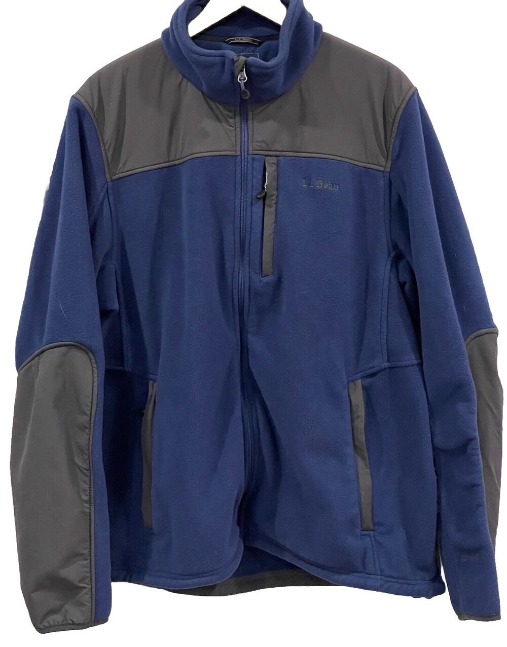 LL Bean Fleece Jacket Mens Large Blue Gray Polartec Full Zip Outdoor Gorpcore